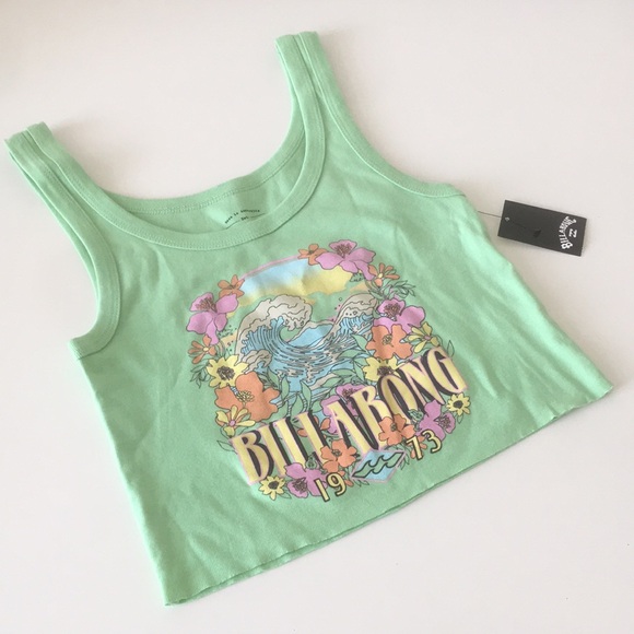 Billabong Crop Tank Top Scoop Neck Raw Hem Tee - Picture 8 of 16